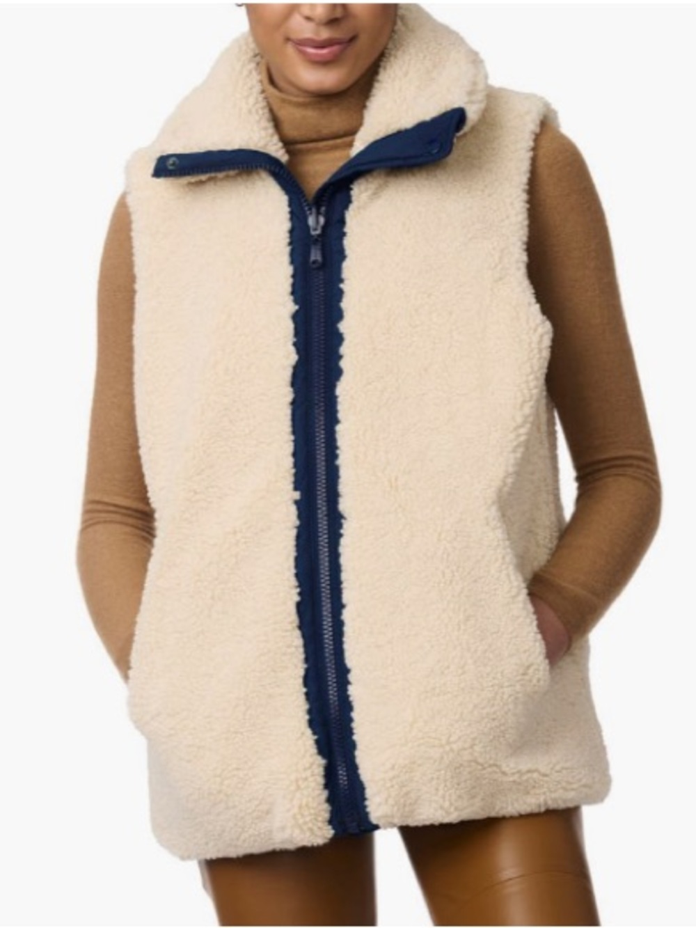 Bernardo Reversible Chevron Quilted Faux-Shearling Lined Vest — Size Large